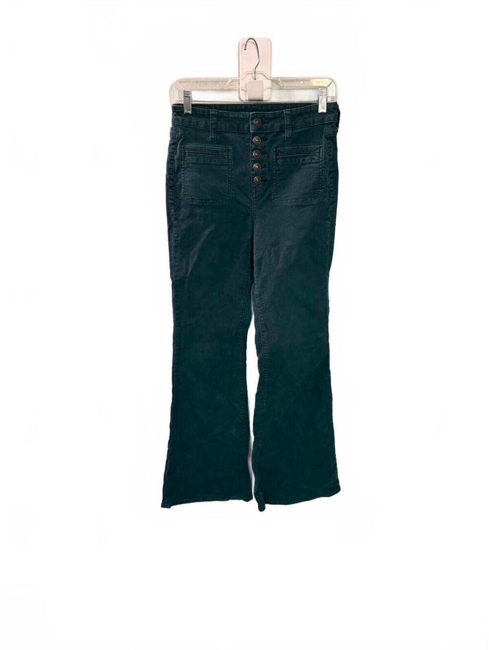 American Eagle Dark Green High-Waisted Flared Pants